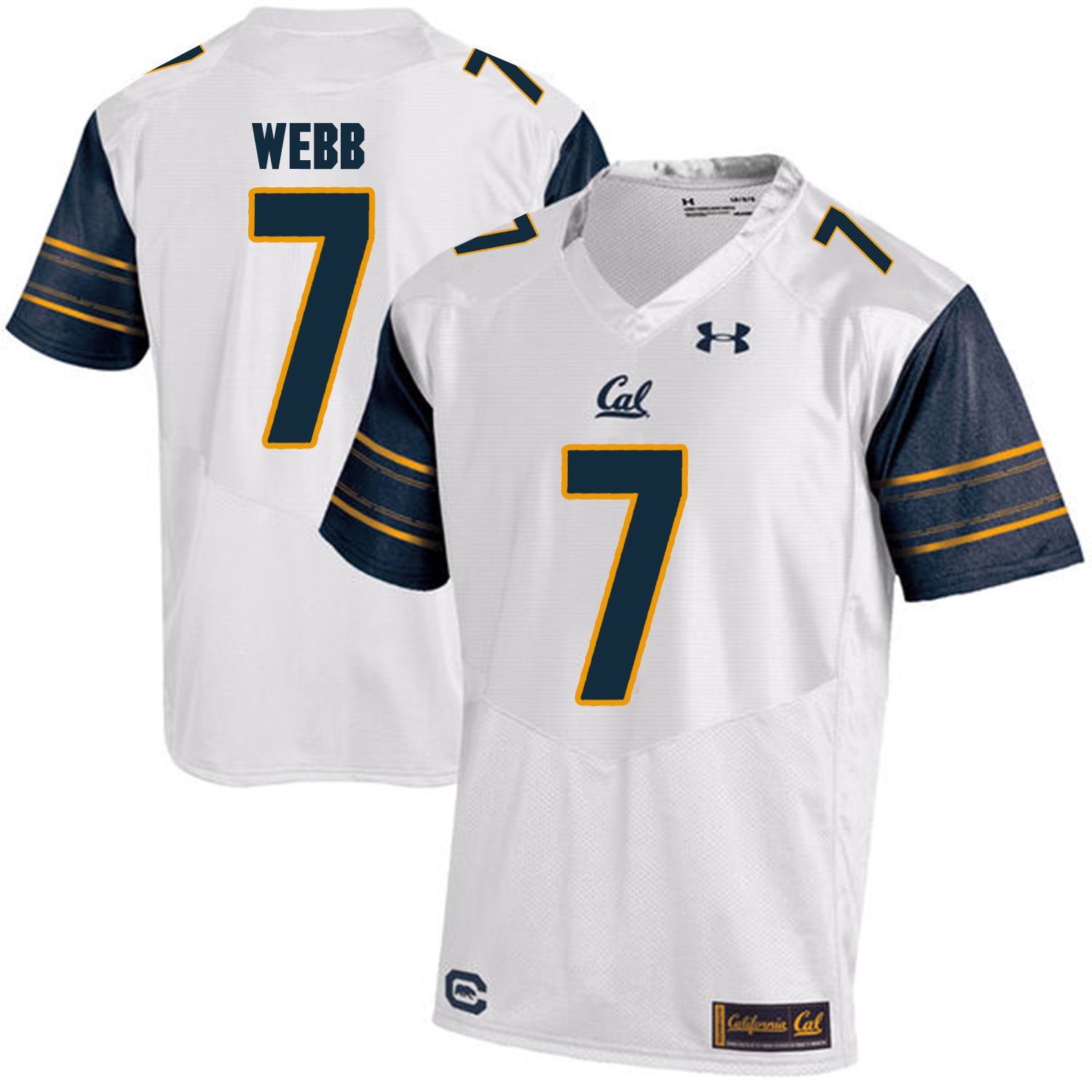 Men California Golden Bears #7 Davis Webb White Customized NCAA Jerseys->customized ncaa jersey->Custom Jersey